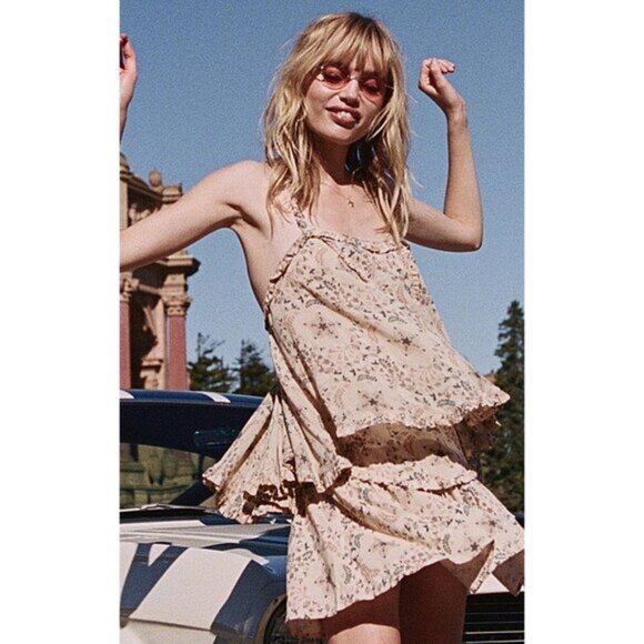 SPELL Celestial star print ruffle cami in Cream - Picture 3 of 9